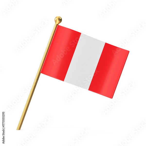 Fototapeta Peruvian National Flag on a Golden Pole