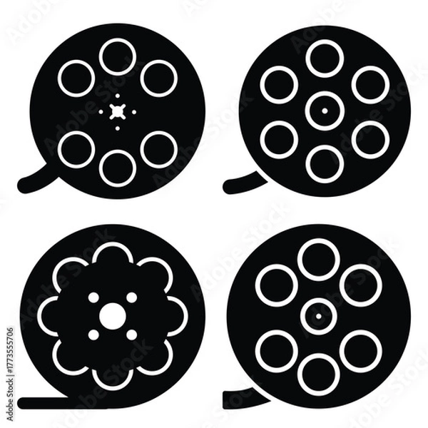 Obraz film reel  icon vector set and silhouette collection.