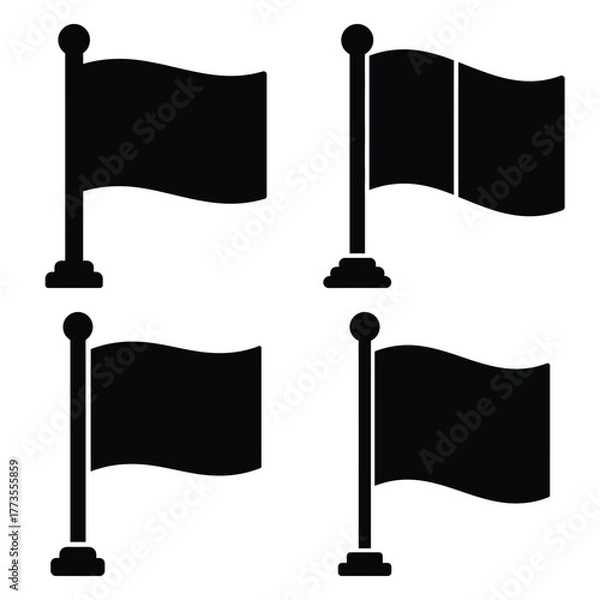 Obraz flag  icon vector set and silhouette collection.