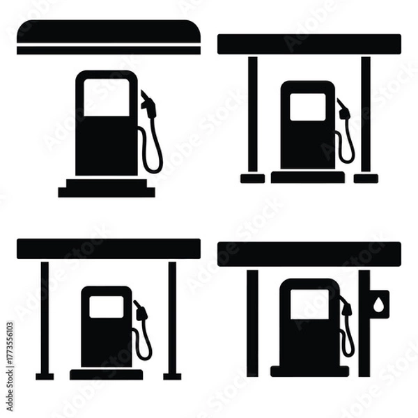 Obraz gas station  icon vector set and silhouette collection.