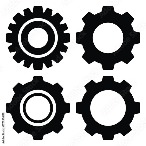 Obraz gear  icon vector set and silhouette collection.