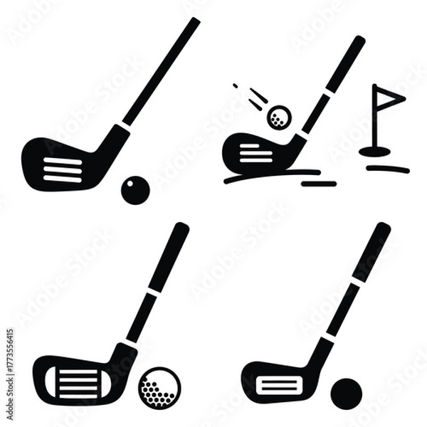Obraz golf  icon vector set and silhouette collection.