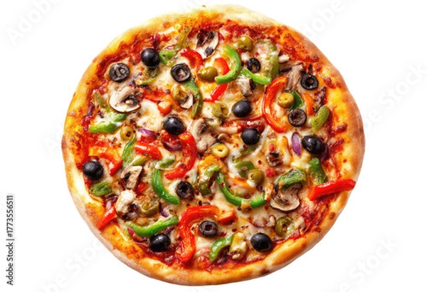 Obraz A delicious, fully-topped, round pizza with vibrant colors