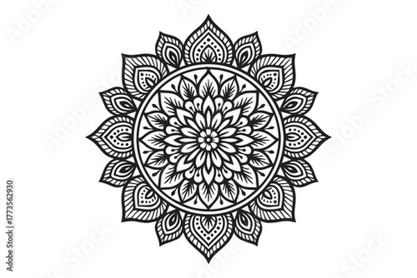 Obraz Intricate Mandala Design – Black and White Floral Pattern