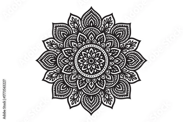 Obraz Intricate Mandala Design – Black and White Floral Pattern