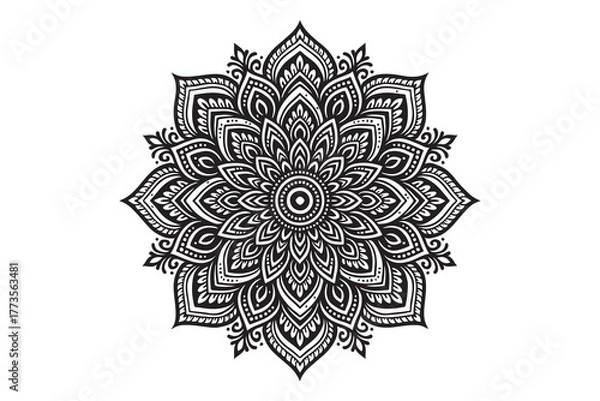 Obraz Intricate Mandala Design – Black and White Floral Pattern