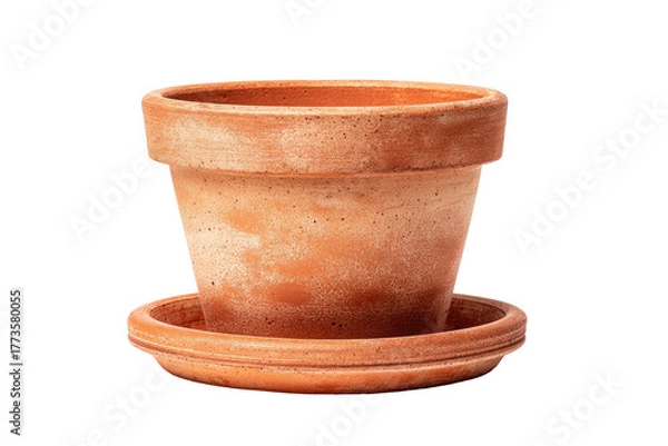 Obraz Simple earthenware pot and saucer on a black background