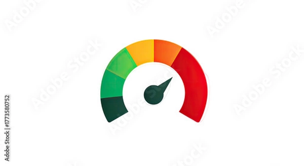 Fototapeta A semi-circular gauge displays a spectrum from green to red