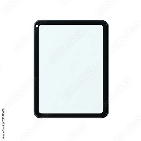 Fototapeta A digital tablet with a bright white screen, isolated on black