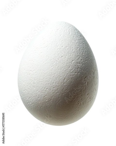 Obraz Close-up of a single, textured white egg on a black background