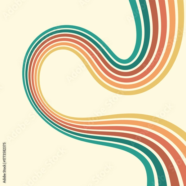 Obraz Colorful composition of parallel colored lines in the style of the 70s-80s. Abstract background for creative design