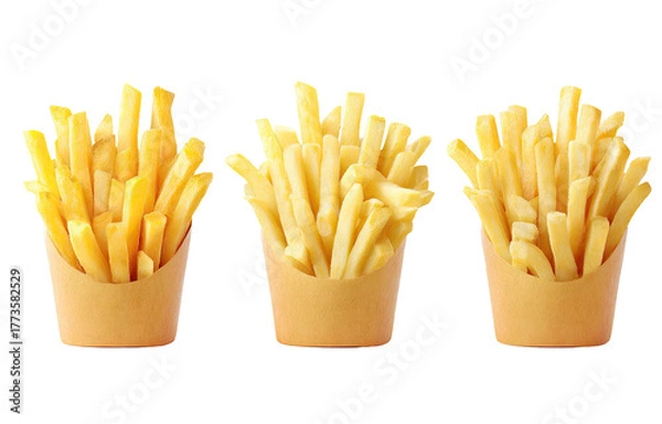 Obraz Three cups of golden, crispy french fries
