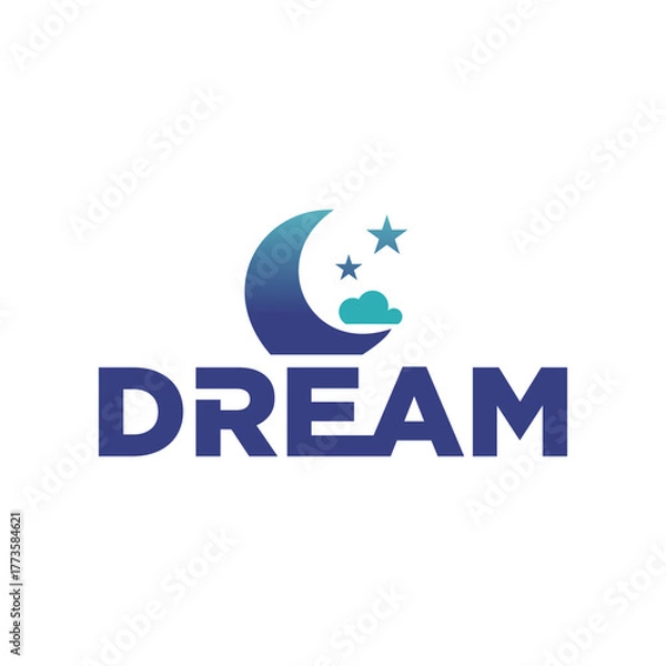 Obraz Dream Logo, Moon Dream Inspiration Design, Fun Learning Star Reaching Vector