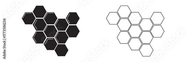 Fototapeta Honeycomb icon. Set of honeycomb icons. Natural honeycomb icons collection. Beeswax hive icons.  Vector illustration. EPS 10. 