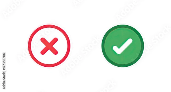 Fototapeta Two circular icons red cross and green checkmark