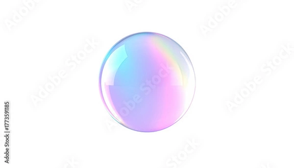 Obraz Vibrant iridescent soap bubble floating gracefully in isolation.
