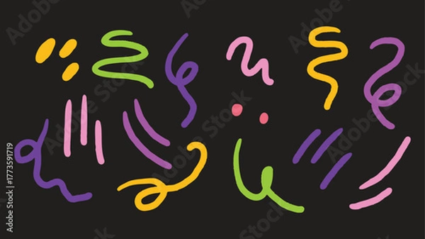 Fototapeta Hand Drawn Abstract Scribble Line Elements Collection