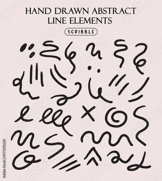 Obraz Hand Drawn Abstract Scribble Line Elements Collection