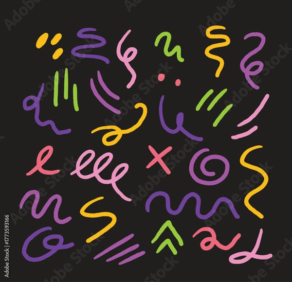 Obraz Hand Drawn Abstract Scribble Line Elements Collection