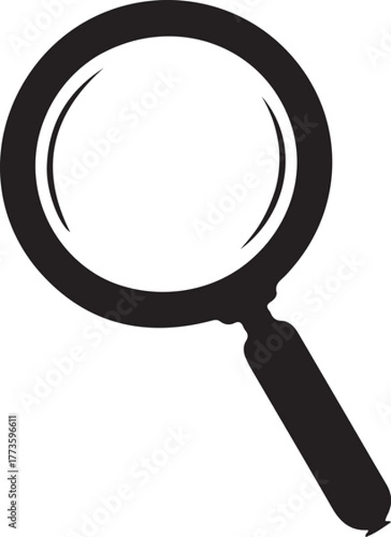 Fototapeta Black magnifying glass with white background tool optical