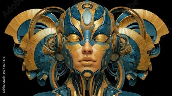 Obraz Abstract digital art portrait of a futuristic figure with ornamental design