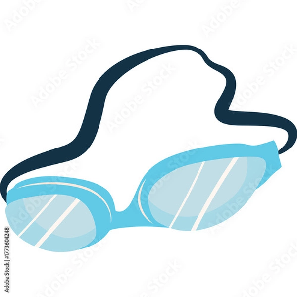 Fototapeta Light Blue Swimming Goggles With A Black Strap On A Transparent Background