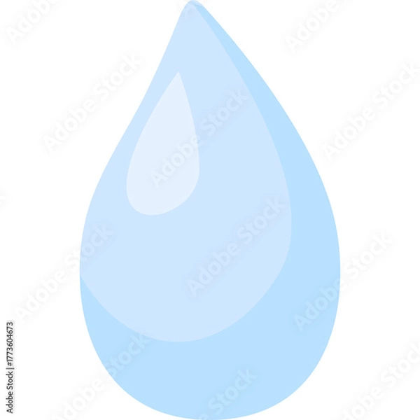 Fototapeta Light Blue Water Drop Icon With Subtle Shading And Highlights Isolated On Transparent Background Simple Minimalist Style