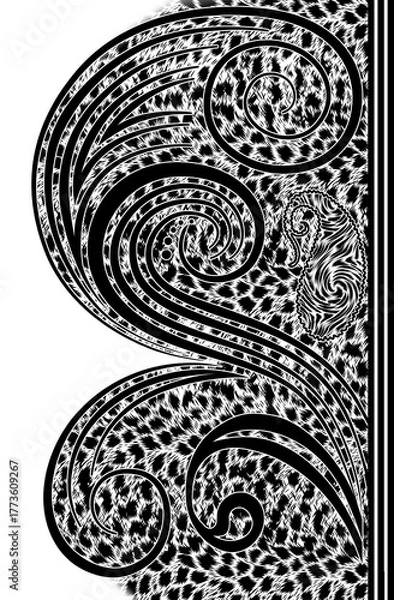 Obraz saree Palav Pattern Prin Digital Art paisley.digital saree cottan with textures allover pattern flower test 
traditional saree digital print design.Digital Saree Pallu and blouse .