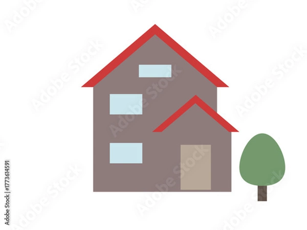 Obraz 赤い屋根の家のイラスト