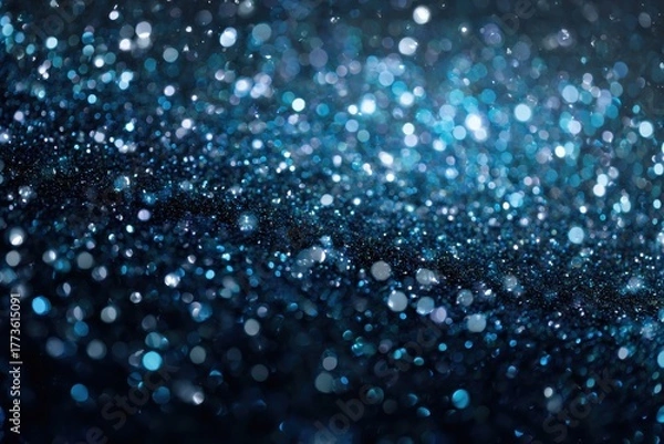 Obraz Soft abstract blend of light and dark shades in blue and black with vibrant sparkles, evoking an enchanting depth and a serene magical atmosphere for calming visuals
