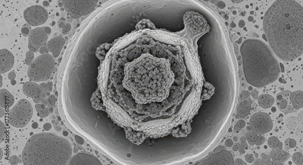 Obraz Herpesvirus Intracellular Capsid Primary Envelopment and Egress Stage Transmission Electron Micrograph