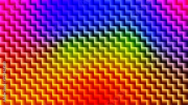 Obraz Full Spectrum Rainbow Zigzag Neon Glow Pattern Seamless Abstract for Psychedelic Gradient Art