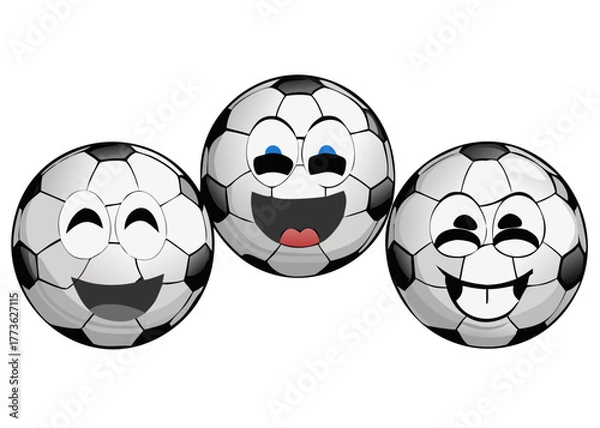 Obraz Soccer ball smilies set. Layered and grouped for easy editing .vector icon
