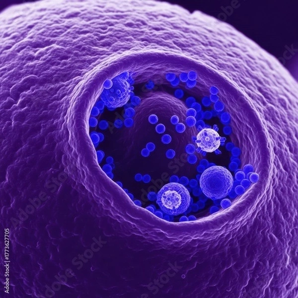 Obraz Virus Budding and Release Process Cryo-Scanning Electron Micrograph Conceptual Visualization