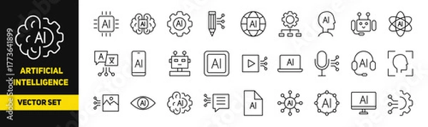 Fototapeta AI line icons. Artificial Intelligence icon set. Vector
