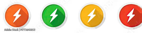 Obraz Four colorful circular icons with a white lightning bolt symbol