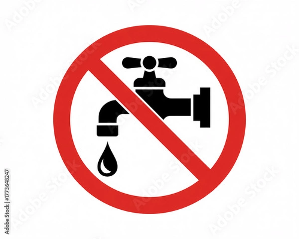Fototapeta Warning symbol indicates no water usage or shut off, crucial for conservation and safety alerts