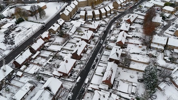 Obraz Winter Drone Photography UK Cityscape - Snowfall