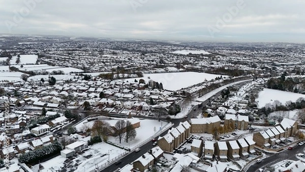 Obraz Winter Drone Photography UK Cityscape - Snowfall