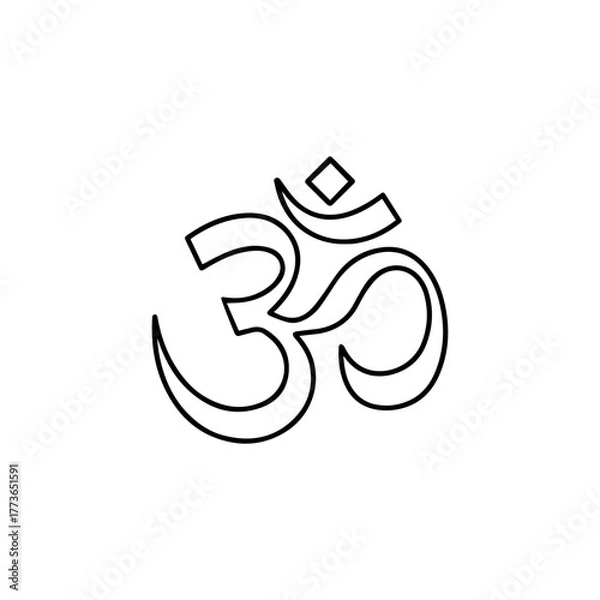 Obraz Om symbol outline, a sacred syllable in hinduism, buddhism, and jainism