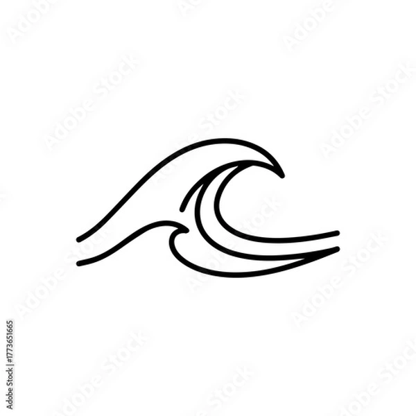 Obraz Simple wave outline icon for ocean and sea related designs