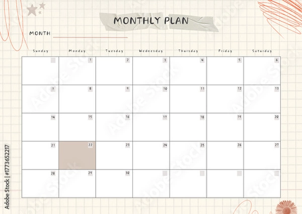 Fototapeta Monthly plan
