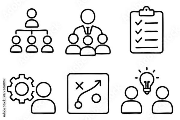 Obraz Management icon set doodle style vector stock