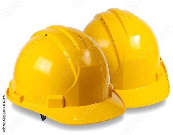 Fototapeta Two bright yellow hard hats