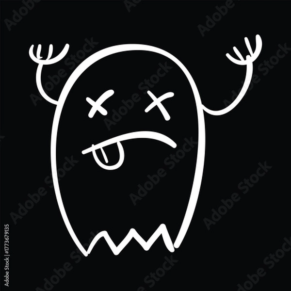 Obraz Funny dead ghost Halloween vector illustration