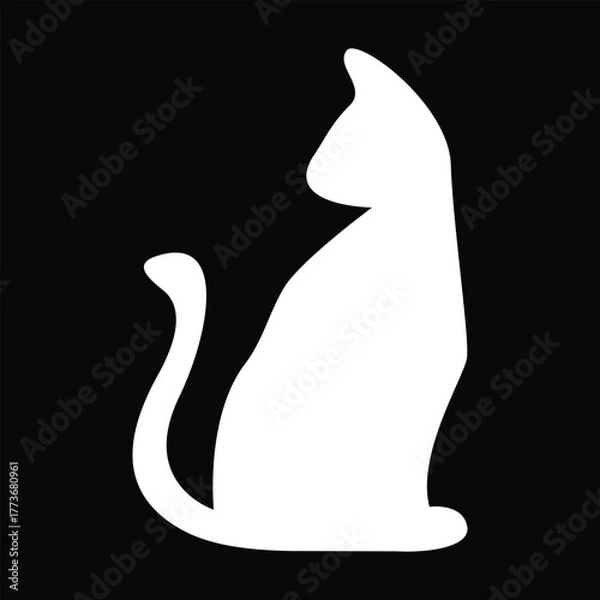 Obraz Black cat silhouette Halloween vector illustration