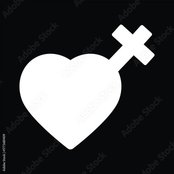 Obraz Heart with cross Halloween vector icon