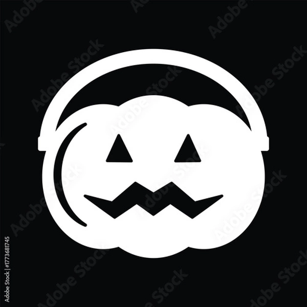 Obraz Pumpkin candy bucket Halloween vector icon