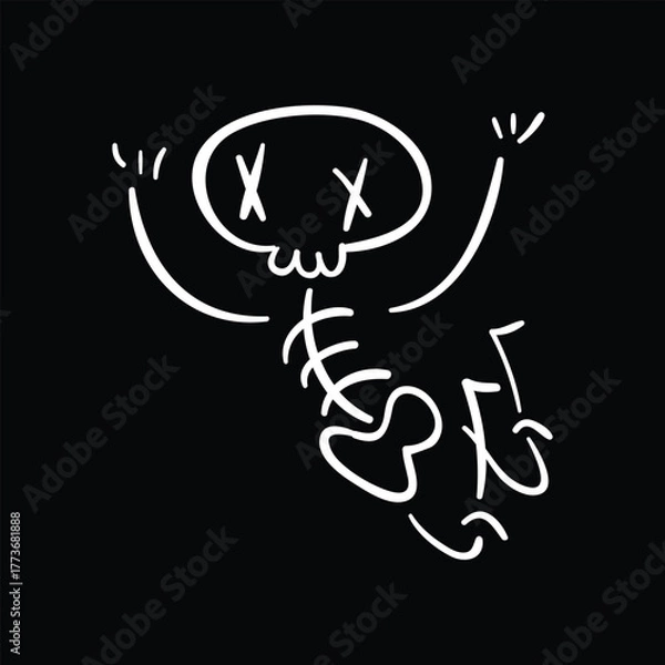 Obraz Skeleton ghost doodle Halloween vector illustration