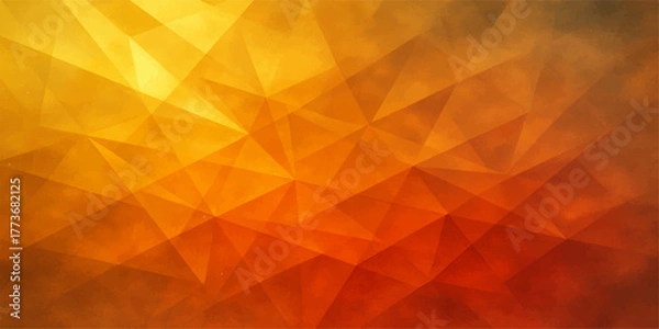 Fototapeta A bright orange abstract background with a geometric triangle pattern provides a creative wallpaper texture